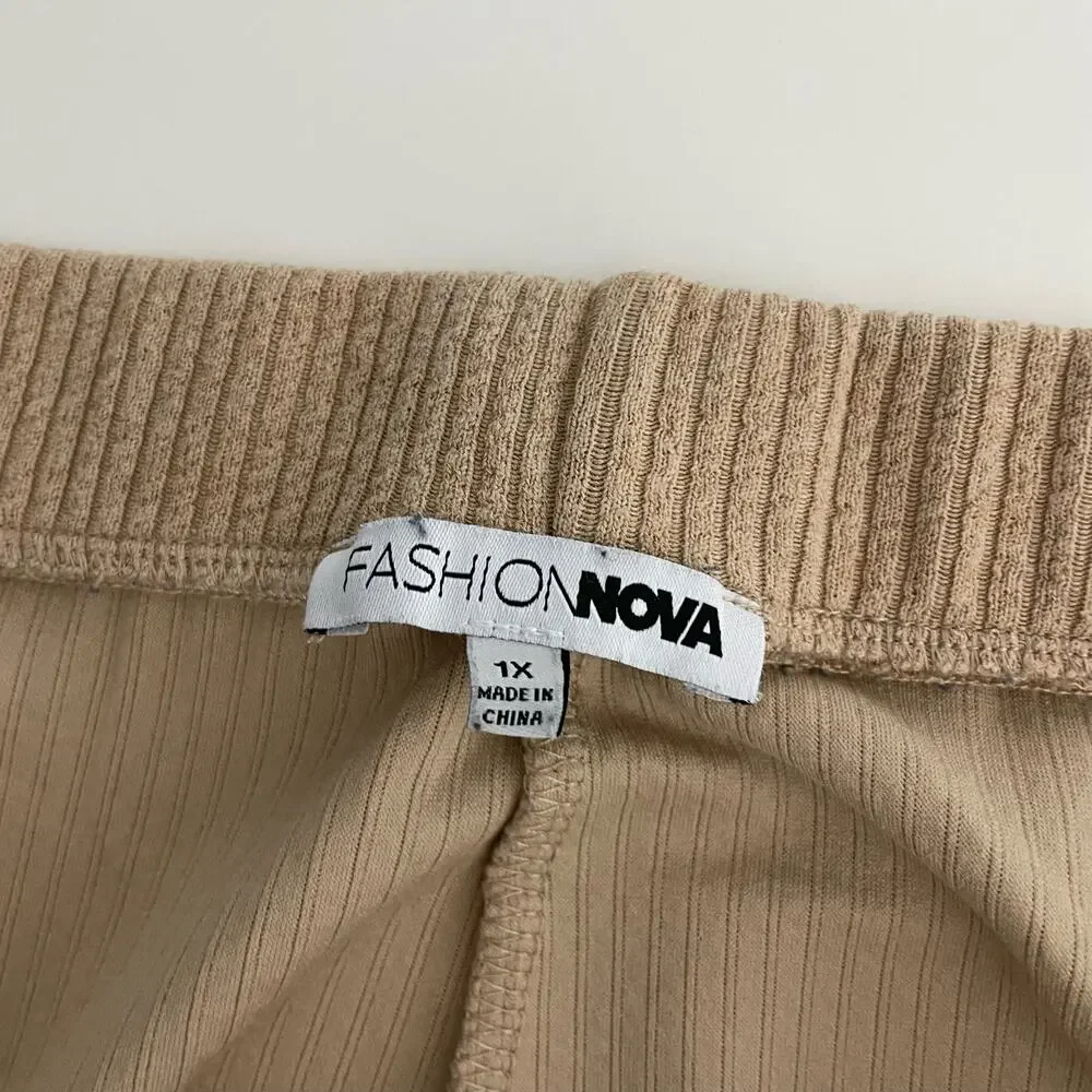 Fashion Nova Ribbed Brown Bike Short Size 1X